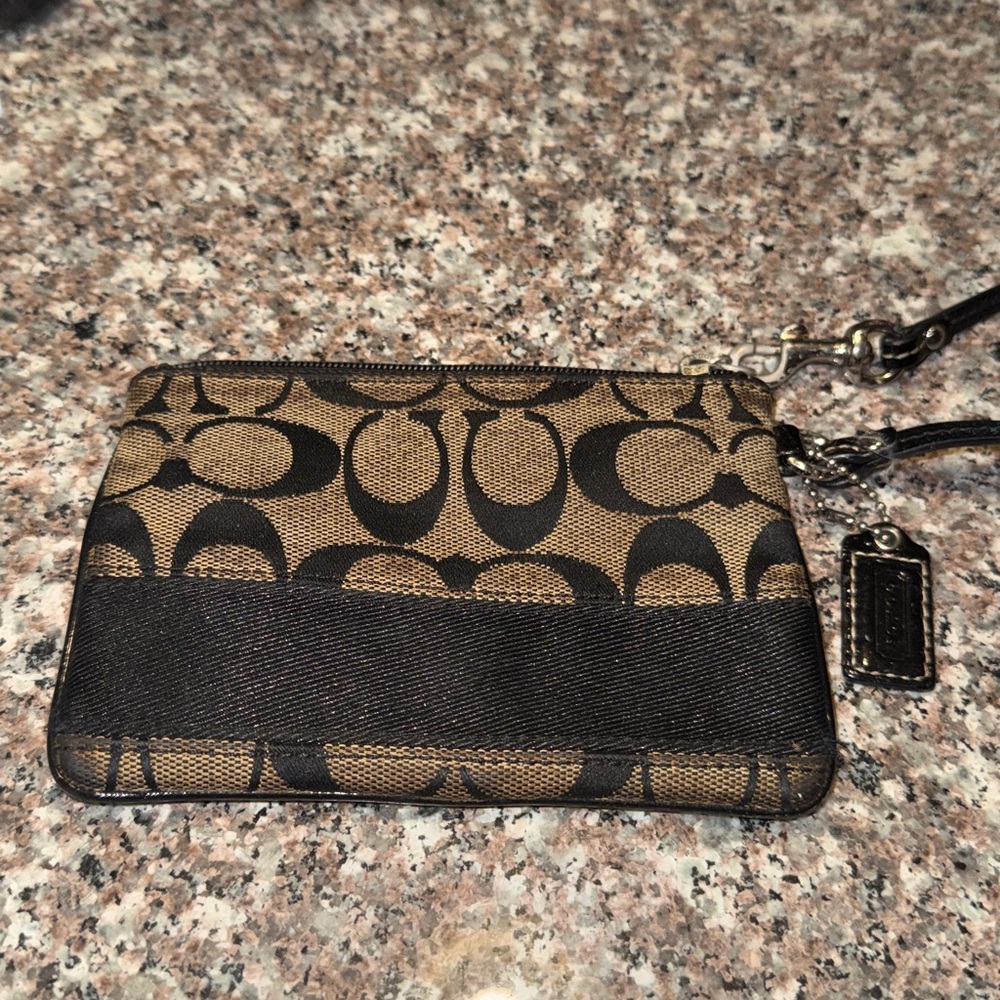 Coach Brown and Black Signature Wristlet